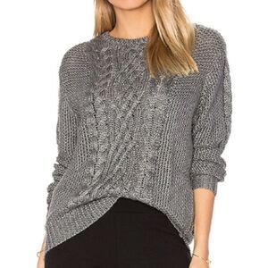 Tularosa x REVOLVE Sweater Womens Angie Cable Knit‎ XSmall Grey Wool Blend